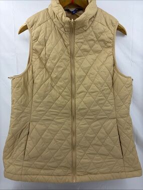Lands End Diamond Quilted Puffer Vest in Ecru, Light-weight, Womens L